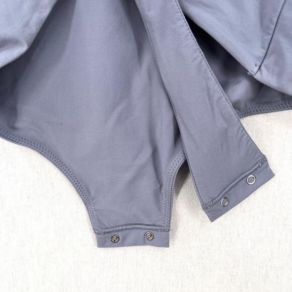 SKIMS Fits Everybody Long SleeveLow Back Bodysuit Womens 2X Gray Blue Stretch - Picture 9 of 16